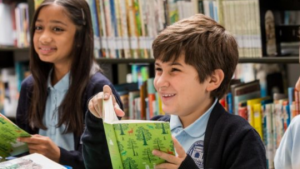 Kids learning french in school